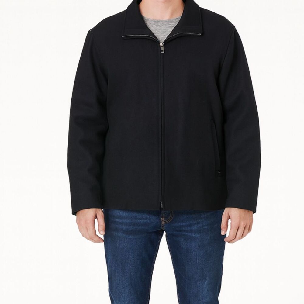 Calvin Klein Men’s Black Wool Zip Jacket XXL | Quiet Luxury Minimalist